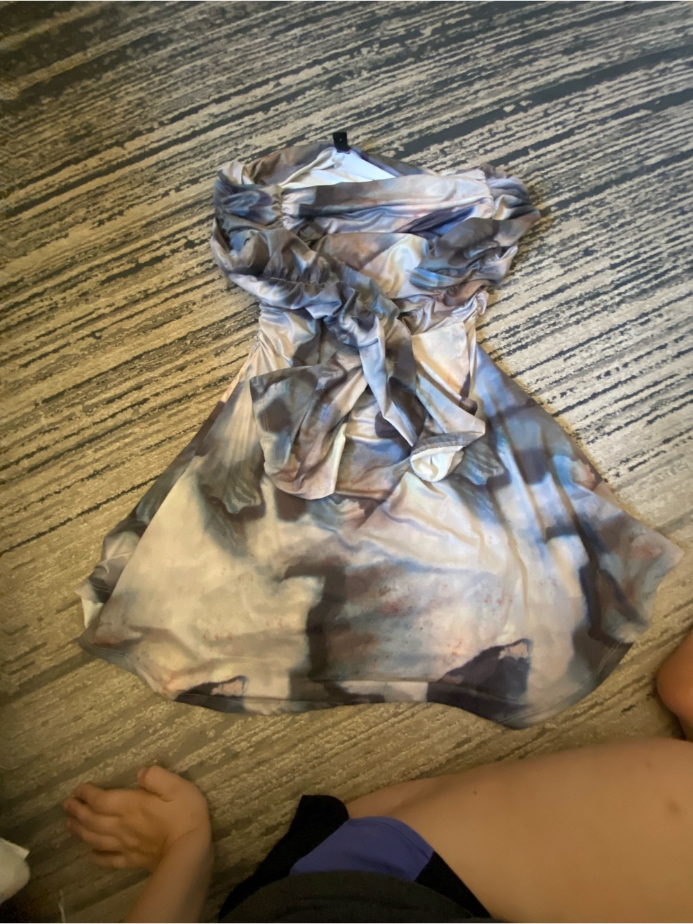 SHEIN Girls Ruffle Halter Tie-Dye Dress - Gray, Brown, Cream